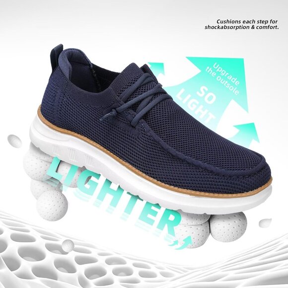 Men\'s Dark Blue Loafers Shoes Casual Mesh Walking Boat Shoes Dress Sneakers main image 5